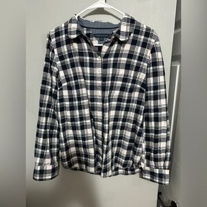 Women’s Tommy Hilfiger Plaid Button-Up Shirt Pink and Blue M